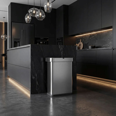 simplehuman 58L rectangular sensor can with voice and motion control, brushed stainless steel