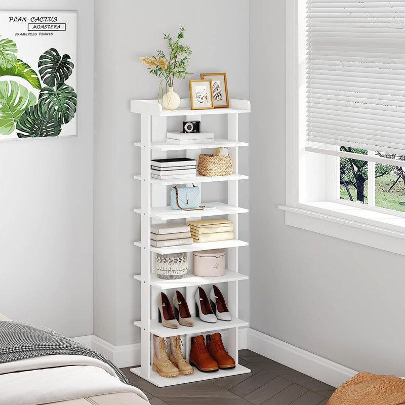 14 Pair Stackable Shoe Rack, White