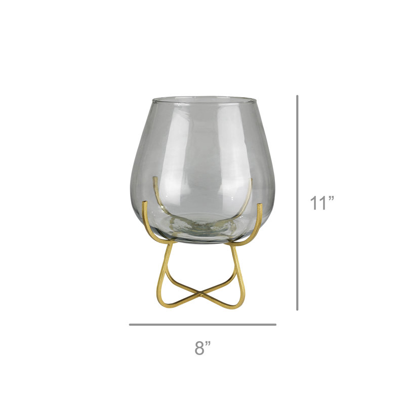 Hodari Glass Vase on Gold Stand