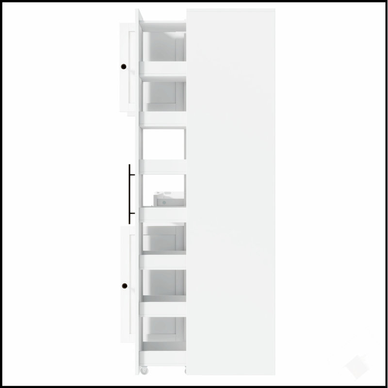 Buffet traditionnel autoportant avec huche, grande armoire de rangement pour garde-manger, armoire latérale coulissante et tablettes de porte pour une organisation efficace