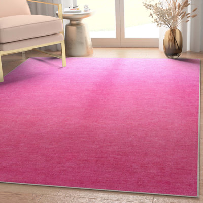 Shanea Ombre Pink Modern Geometric Flat-Weave Rug