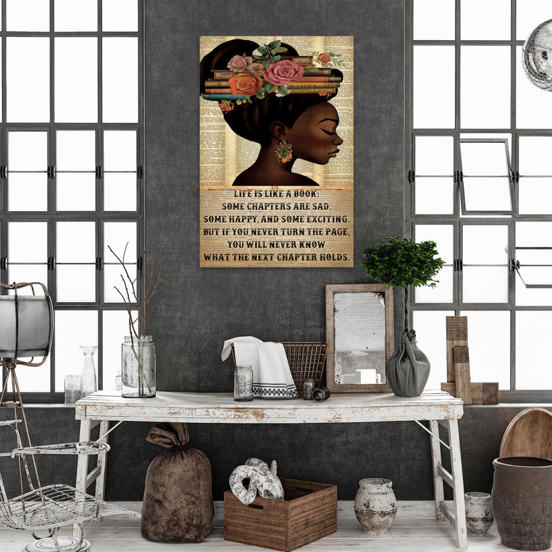 "Black Woman Life Is Like A Book" - 1 pièce Rectangle, H 14 po x l 11 po x P 1,25 po