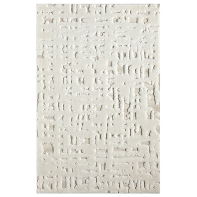 Tapis crème et beige moderne à motif abstrait Oheneba Collection
