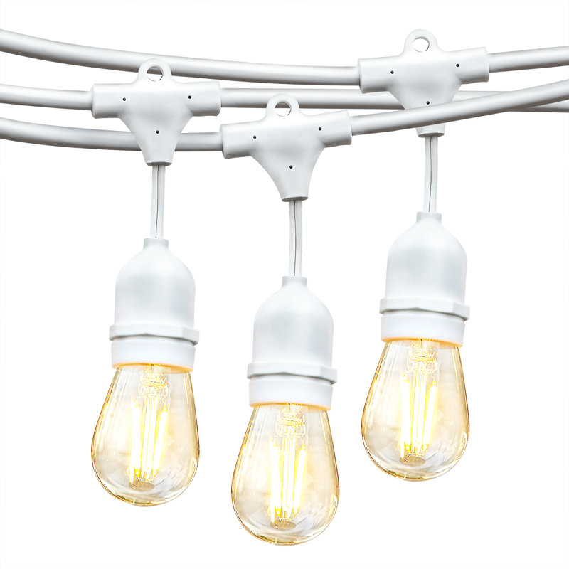 48 ft White LED Outdoor String Lights with Clear Bulbs