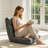 Folding Reclining Ergonomic Floor Game Chair with Back Support, Cushioned Meditation Sofa, Dark Grey-2102511821