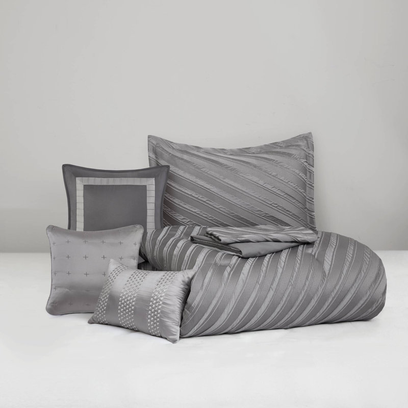 Ensemble de literie gris élégant en polyester de qualité supérieure