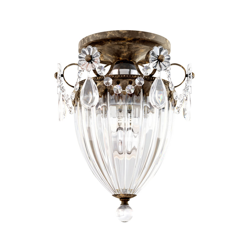 Bagatelle 1 Light 9.5in x 8in Semi-Flush Mount in Heirloom Bronze with Clear Radiance Crystals, Czech, Heirloom Bronze