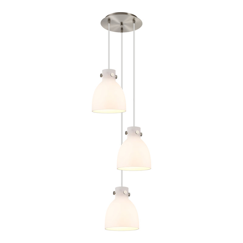 Amrith 3 - Light Cluster Pendant, White, Brushed Satin Nickel