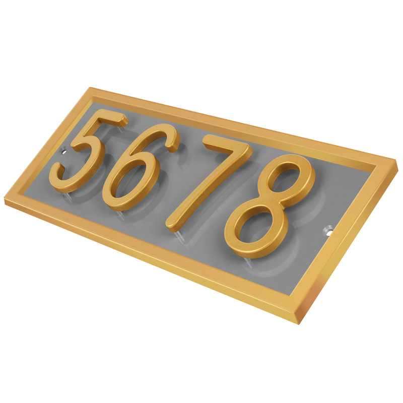 Plaque d'adresse horizontale flottante en aluminium Royal Shade, Doré, Oui, Gris