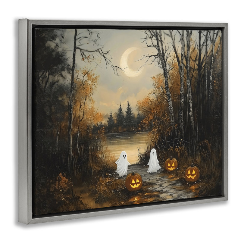 Cadre flottant d'automne fantômes au lac, design par Arlington Prints, H 17 po x l 21 po, Cadre flottant gris lustré