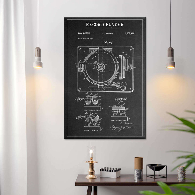 Impression sur toile pour tourne-disque, H 48 po x l 32 po x P 1,25 po