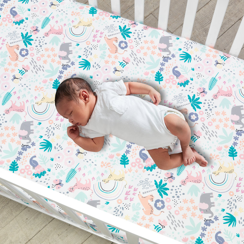 Ensemble de literie pour lit de bébé 3 pièces Rainbow Jungle