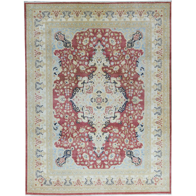 Tapis beige noué à la main de haute qualité