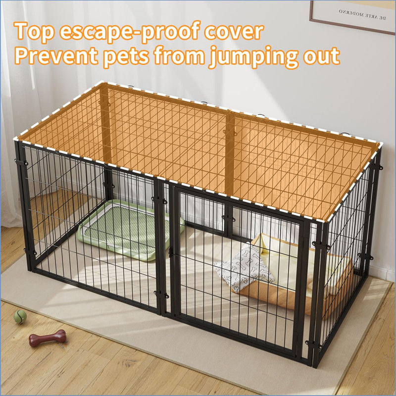 Heavy Duty Large Dog Crate, 48" Dog Kennel For Small Medium Dogs,Puppy Dog Playpen, Pet Cage, Pet Playpen, Indoor Outdoor-Black