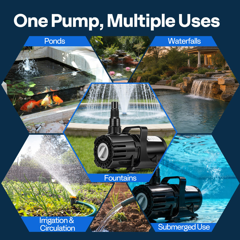 Pompe de bassin submersible 100W 700-1800GPH, 100 watts