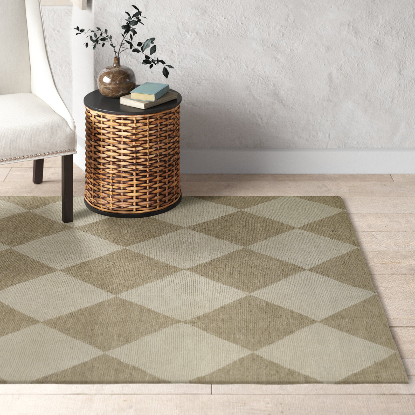 Winnie Handmade Wool Beige/Tan Rug, Rectangle 5' X 8'