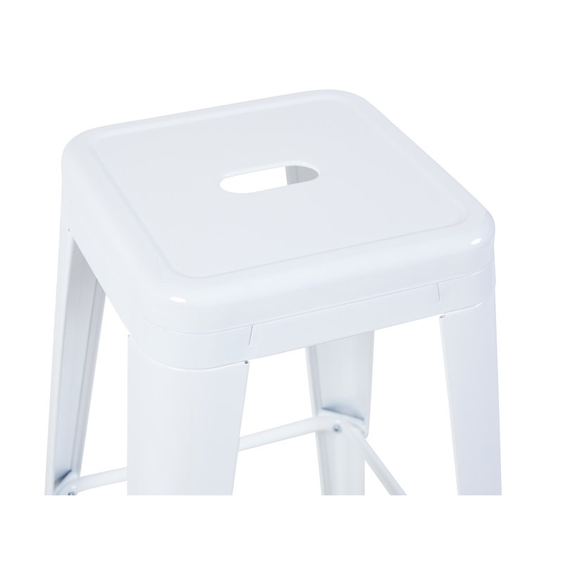 Tabourets de bar en métal sans dossier, hauteur du comptoir (lot de 2), non empilables, détachables, montage facile et rapide, design compact idéal pour îlot de cuisine, bar ou salle à manger - Blanc pur.