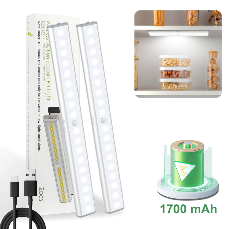 11.81Inch Wireless Under cabinet Lighting, 18LED Rechargeable Motion Sensor Closet Light