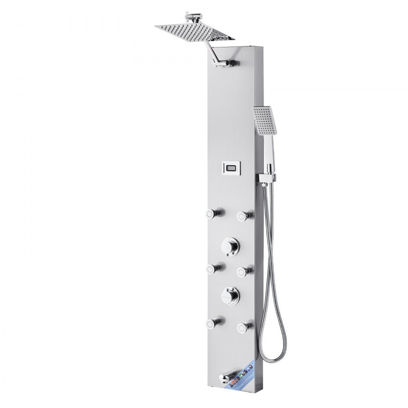 Système de tour de douche avec colonne de douche en acier inoxydable et jet de massage 4 modes
