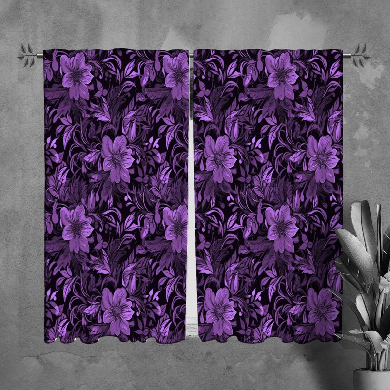Rideaux à motif floral et rideaux noirs botaniques, L 40 po x L 61 po