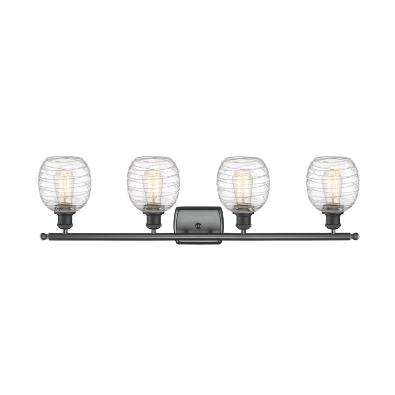 Éclairage pour salle de bain 4 lumières en laiton antique, Ampoule non incluse, Noir mat
