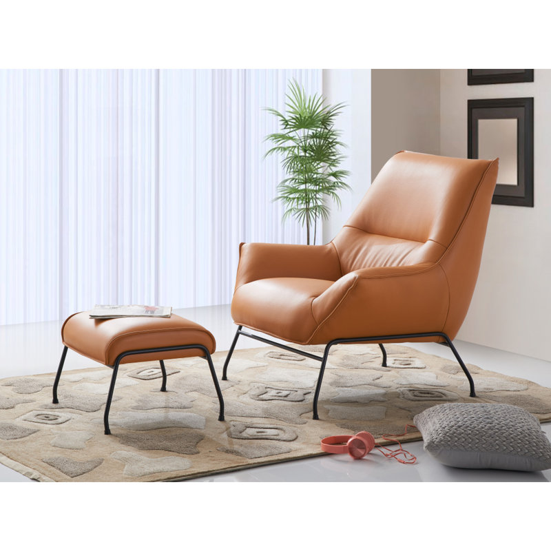 Fauteuil d'appoint Jabel, cuir fleur de grès, Grès