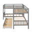 Twin L-Shaped Bunk Bed With Drawers-Grey
