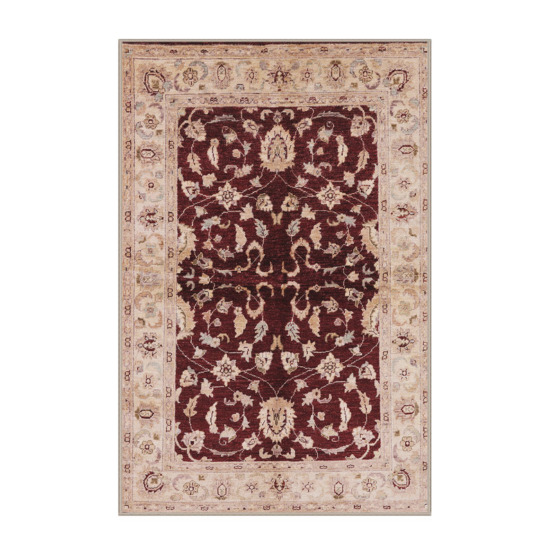 Tapis oriental rouge / beige Barkev, Rectangle 4 pi x 6 pi