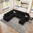 Shavera Velvet L Shaped Sectional Sofa Bed Sleeper Couch With Storage Ottoman-100585101