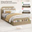 Structure de lit avec tête et pied de lit avec rangement, lit plateforme bas pour la chambre à coucher, aucun sommier requis, beige-1898674194-1898674206