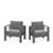 Set Of 2  28" All-Weather Metal Patio Armchairs With Thick Gray Cushions & Gray Frame-838759782-838759780