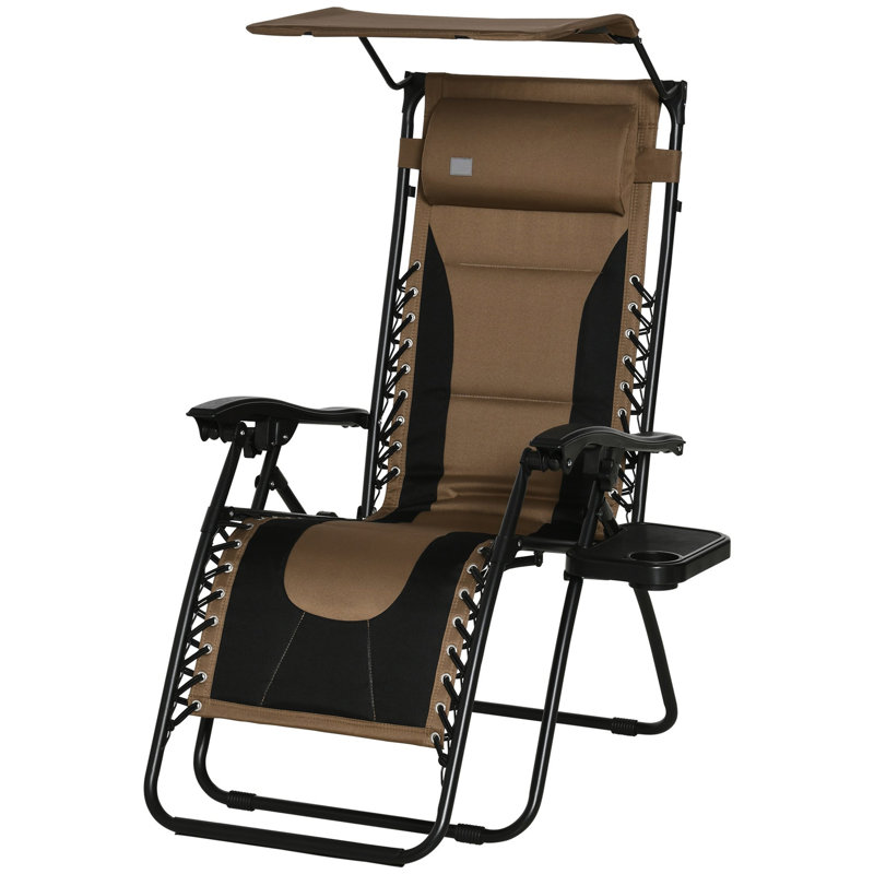 Aymelia 65cm Long Reclining Zero Gravity with Cushions, Brown/Black