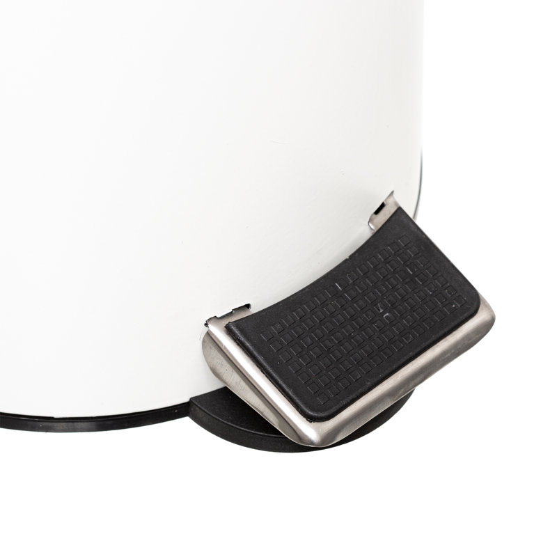 Dreson Metal Step On Kitchen Trash Can, White, 3 L