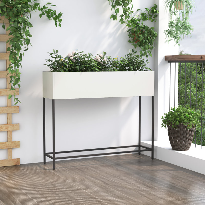 Elevated Planter, 82cm H x 100cm W x 26cm D, White