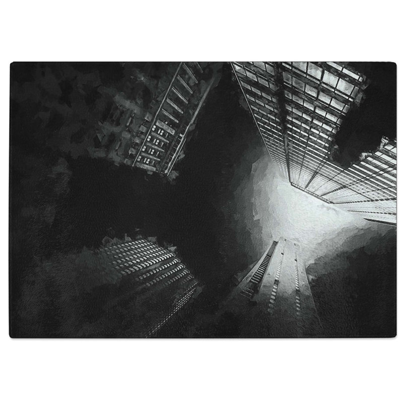Tempered Glass Skyscrapers at Night Chopping Board, 39 cm W x 28.5 cm L