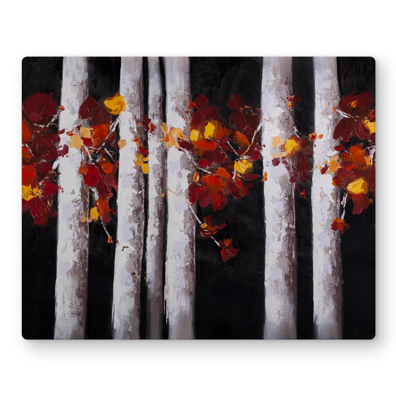 White Trees with Orange Leaves - Red Trees Metal Print Decor