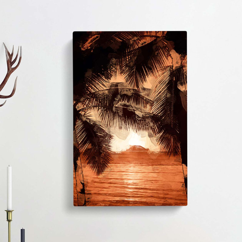 Palm Tree Sunset In Abstract - Wrapped Canvas, 76cm H x 50cm W x 3cm D