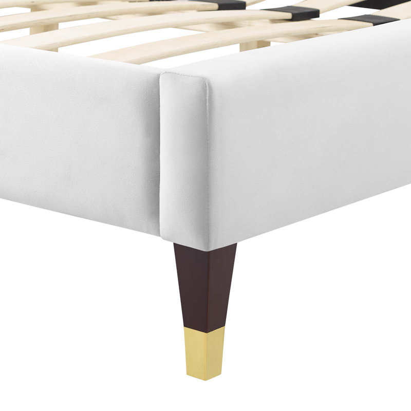 Lit plateforme en velours Performance Modway Gwyneth, Blanc, Double