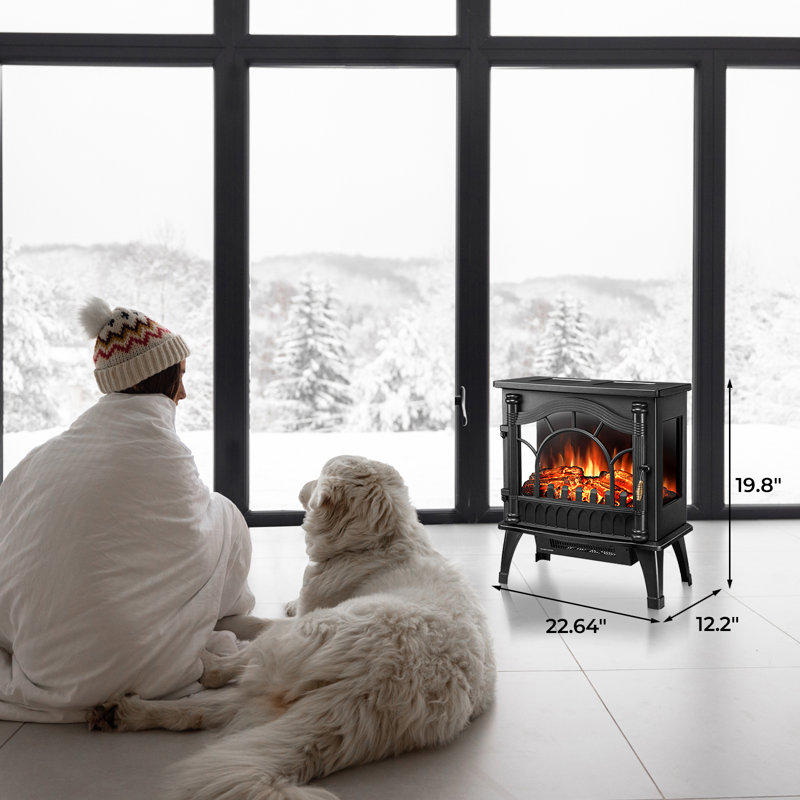 Winston Porter Electric Fireplace Infrared Heater , 20" Freestanding Fireplace Stove Heater, AdjustableBrightness/Heating Mode, Overheating Safe Design