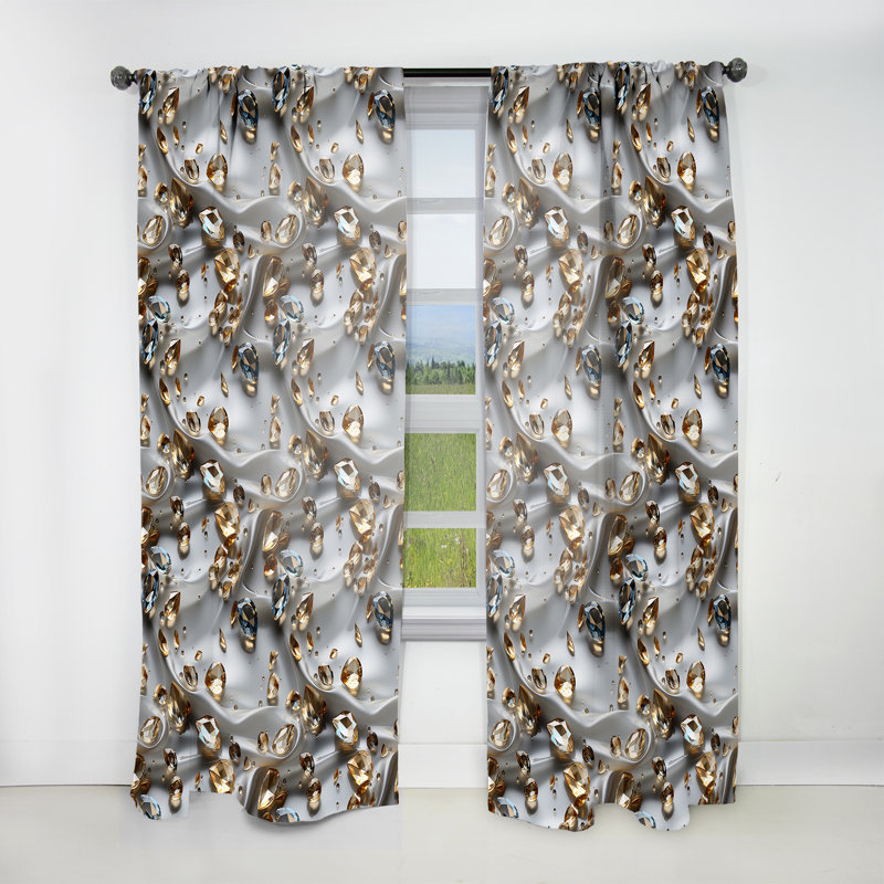 Rideau obscurcissant gris et doré Crystal, L 52 po x L 84 po