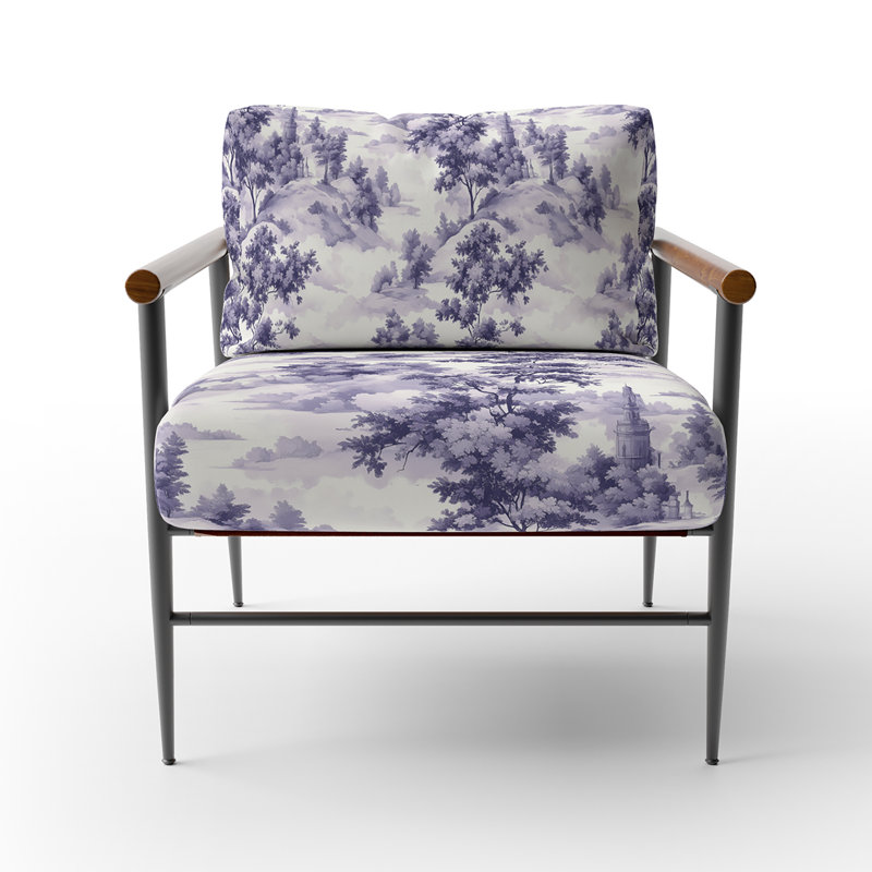 Chaise rembourrée French Country, Bras ronds bruns