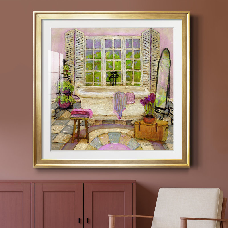 Sunny Day Bath II - peinture encadrée, H 30,5 po x l 30,5 po x P 1,5 po, Papier encadré doré