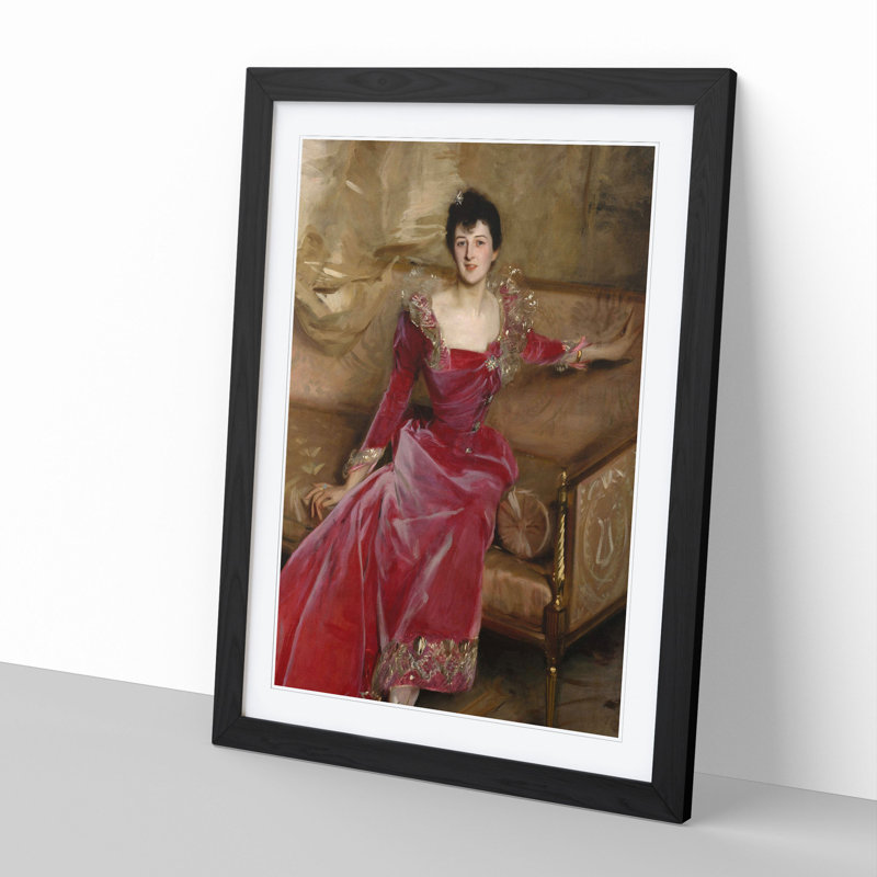 Mrs. Hugh Hammersley by John Singer Sargent - Picture Frame Painting, 36cm H x 27cm W x 2cm D, Black Framed