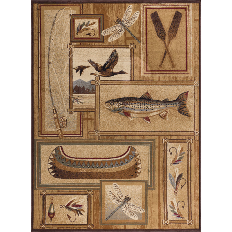 Alers Trout Fishing Indoor Rug, Rectangle 5' x 8'