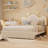 Upholstered Princess Platform Bed Frame with LED Lights, Flower-Shaped Headboard & Storage Drawers, Boucle Fabric Kids Bed, No Box Spring Required-1670179158-1670179176