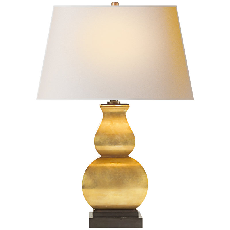 Chapman & Myers Fang Gourd Table Lamp, Ivory Crackle Ceramic, Paper