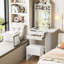 Bureau de maquillage pour coiffeuse - 3 miroirs réglables à DEL et fauteuil de rangement, coiffeuse de chambre à coucher-963682282