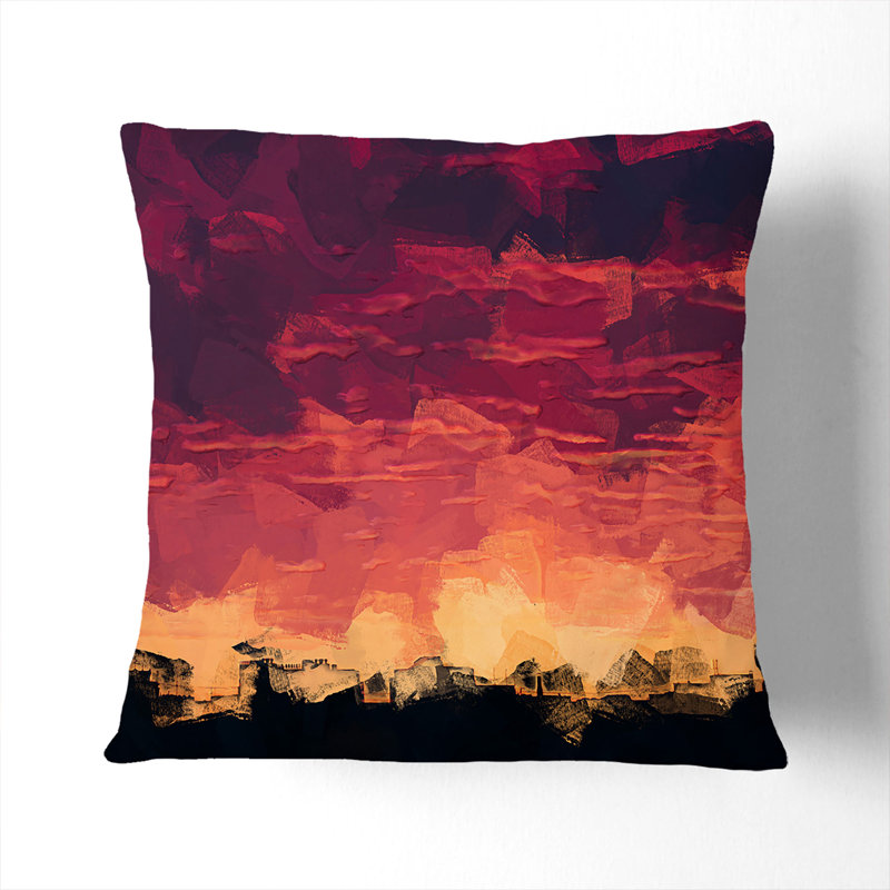 Flaming Skies in Abstract Cushion with Filling, 55cm H x 55cm W x 20cm D