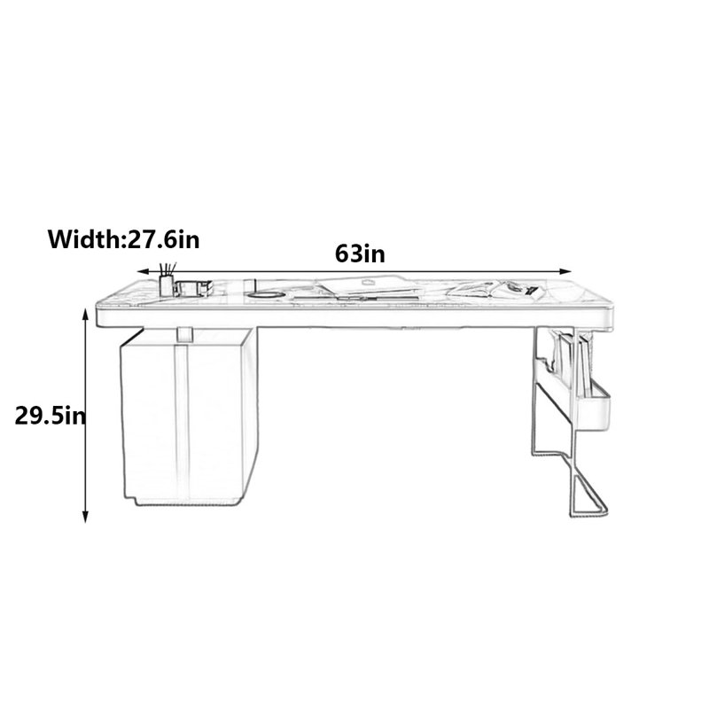 Bureau de luxe italien moderne, H 29,5 po x l 63 po x P 27,6 po