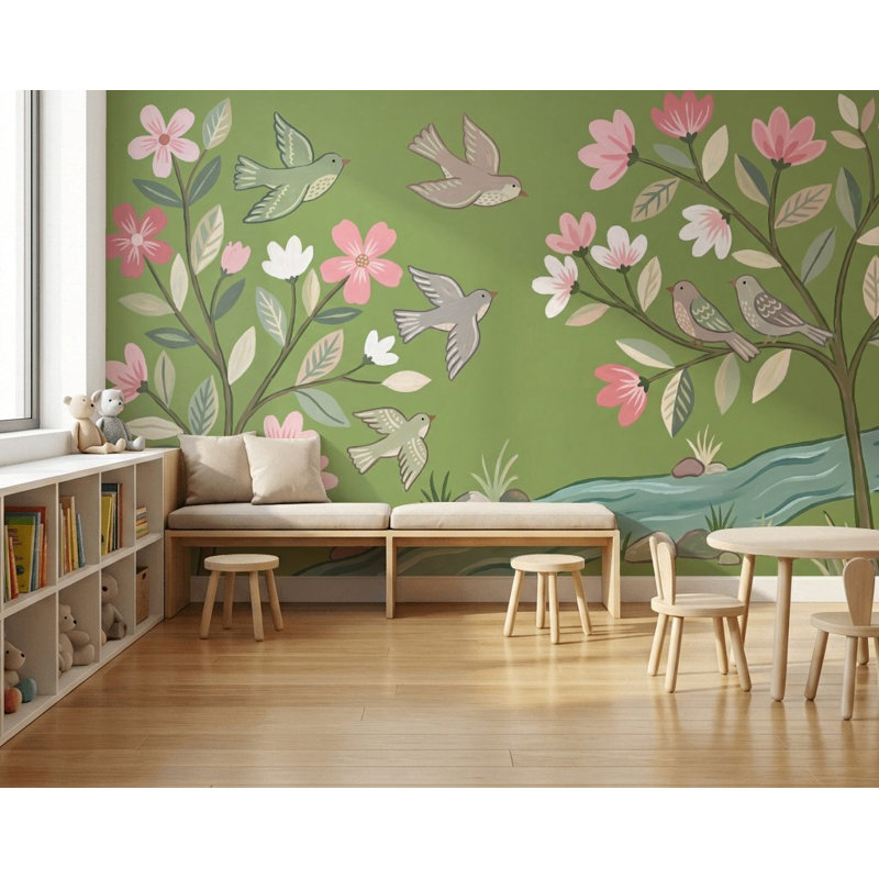 Murales fleurs de printemps, 120 po x 96 po, Non-Woven Nonpasted
